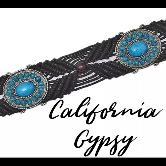 Western Turquoise Macrame Wood Bead Belt - Picture 4 of 5